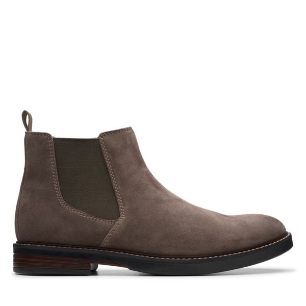 Clarks Mens Paulson Up Chelsea Boots Taupe Suede | UK-8692041